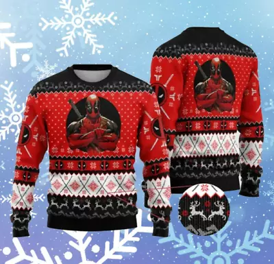 Buy Deadpool Avengers Christmas Ugly Sweater, Deadpool 3D Over Print Xmas Sweater • 38.74£