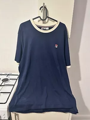 Buy Fila Navy T Shirt Round Neck Size UK XXL • 5£