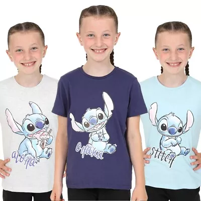 Buy Girls Disney Lilo And Stitch Disney Lilo & Stitch 3 Pack Girls T-Shirts Blue • 16.99£