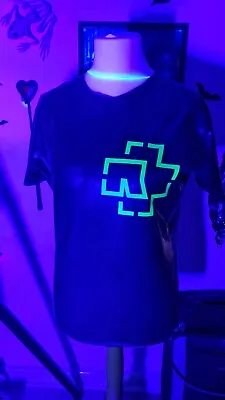 Buy Latex Fetish Tshirt Size Large Black  New 0.45 Rammstein UV Green Gay Queer • 30£