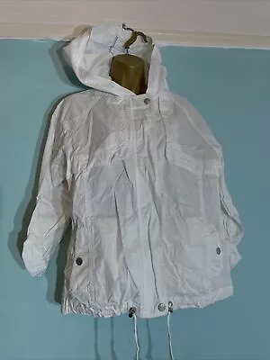 Buy Womens M&S Marks&spencer Uk 12 Soft White Light Weight Hood Rain Coat Jacket • 14.99£