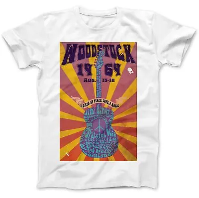 Buy Woodstock Festival 1969 Hippie T-Shirt 100% Premium Cotton Peace Music • 15.97£