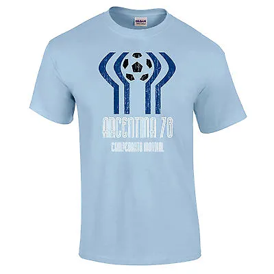 Buy Argentina 1978 Retro Football Soccer Vintage Sky Blue Premium T-Shirt S-2XL • 14.95£