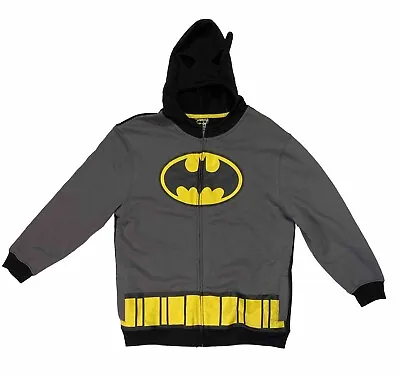 Buy Batman Zip-Up Bat Hoodie Sweatshirt Boys Size L (10-12) EUC Vinyl Graphic 60/40 • 9.08£
