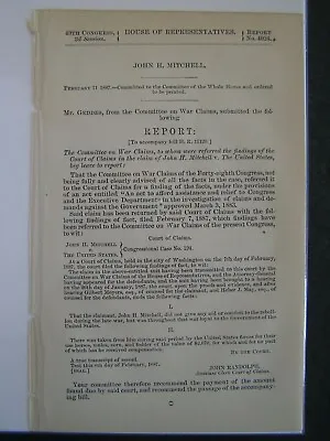 Buy Government Report 1887 John H Mitchell V United States War Claims Horses Mules  • 17.84£