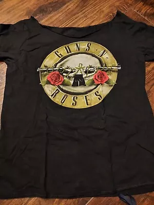 Buy Guns N Roses T-shirt Women Size M Medium Rock And Roll Collar Torn Off Read  • 9.65£