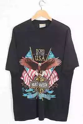 Buy Vintage HARLEY DAVIDSON 1989  Born In The USA  Paper Thin T-Shirt (XL) • 92.98£