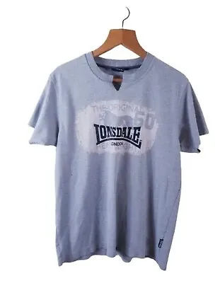 Buy Lonsdale T-Shirt Tee Short Sleeve Men Grey Slim Fit Crew Neck Size S • 5.96£