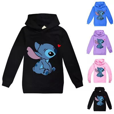 Buy Lilo And Stitch Hoodies Tops Boys Girls Casual Hooded Long-Sleeve Pullover Tops♢ • 8.49£