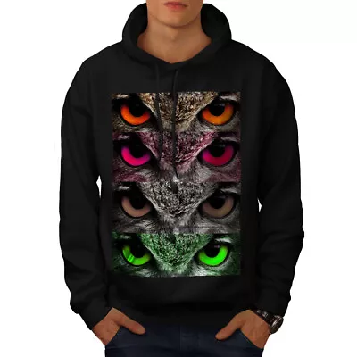 Buy Wellcoda Owl Eye Nature Animal Mens Hoodie, Smart Casual Hooded Sweatshirt • 25.99£