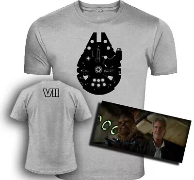 Buy Star Wars Ep7 The Force Awakens Millennium Falcon 2 Sided Screen-Printed T-Shirt • 14.99£