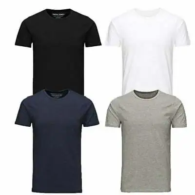 Buy Jack & Jones New Mens Crew Neck Slim Fit T-shirt Stretchy Plain Lycra Cotton Tee • 9.99£