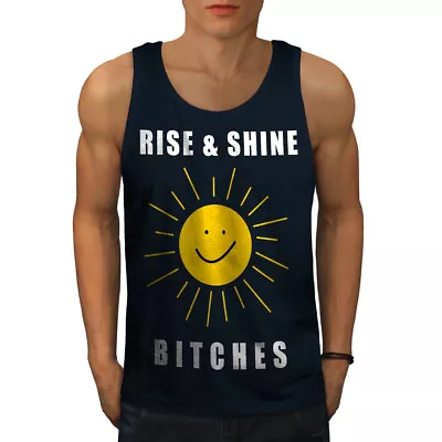 Buy Wellcoda Rise And Shine Mens Tank Top, Funny Slogan Active Sports Shirt • 15.99£