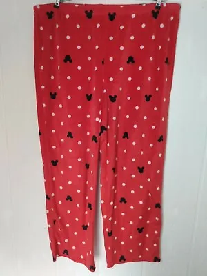 Buy DISNEY Women's Size XL (16-18) Plush Mickey Mouse PJ Pajama Bottoms Pants Red  • 11.57£