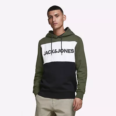Buy Jack & Jones JJE Logo Colour Black Mens Fashion Casual Smart Hoodie • 17.99£