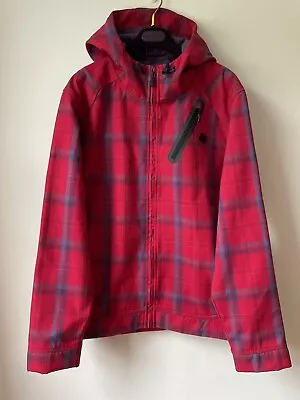 Buy Animal Lightweight Red Checked Plaid Softshell Anorak Park Jacket Fleece Lined M • 19.99£