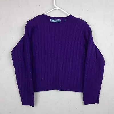 Buy Karen Scott Sweater Womens Medium Purple Grandma Knit Long Shoulder Pads Preppy • 12.07£