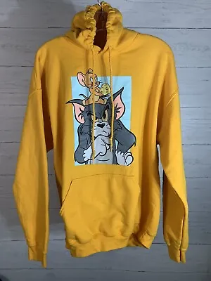 Buy Tom And Jerry Cartoon Yellow Fleece Sweatshirt Hoodie Unisex Size L • 24.12£