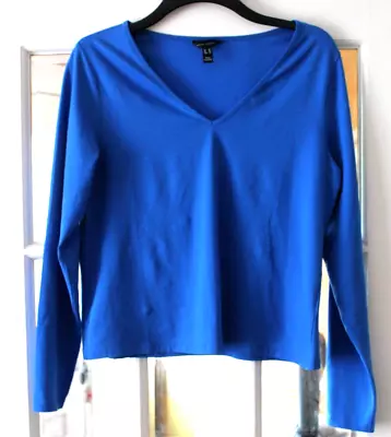 Buy Ladies Blue Coloured Long Sleeved V-neck Top From New Look Size 18 • 3.50£