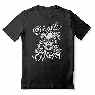 Buy Dia De Los Muertos - Mexican Day Of The Dead Art - Black Adult T-shirt (SM-5XL) • 13.19£
