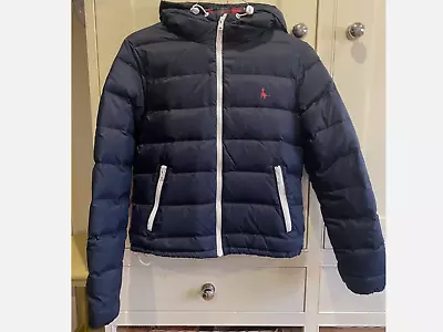 Buy Jack Wills Navy Blue Puffa Jacket Size 8 White Contrasting Zips Red Check Lining • 19.99£