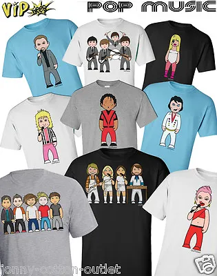 Buy VIPwees Mens T-Shirt ORGANIC Cotton Pop Music Inspired Caricatures Choose Design • 10.49£
