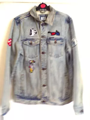 Buy Pull And Bear Distressed Denim Jacket Size Large Good Cond • 4.99£