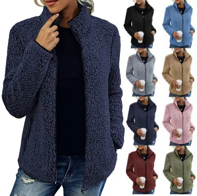 Buy Womens Coat Teddy Bear Fleece Fluffy Jumper Winter Zip Up Cardigan Tops Hoodies • 17.74£