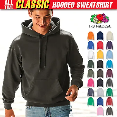 Buy Mens Classic Hoodie Hooded Sweatshirt Pullover Sweat Top Fruit Of The Loom S-5XL • 16.96£