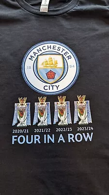 Buy Man City  Premier League Champions  Four In A Row  Custom Made To Order T-Shirts • 15£