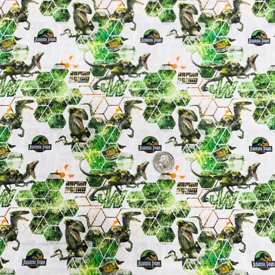 Buy 100% Cotton Digital Fabric Jurassic Park Raptor Squad Dinosaur Dino 150cm Wide • 7.50£