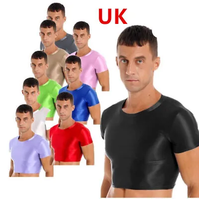 Buy UK Men Tank Top Compression Half Slimming Body Shaper Vest Shirt Muscle Crop Top • 11.19£