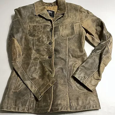 Buy Vtg Leather GIPSY Full Button Jacket Coat Sz Medium Quilt Lining • 53.86£