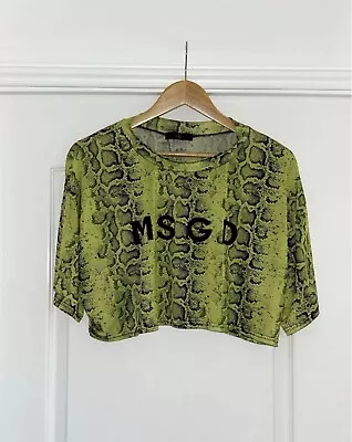 Buy Missguided Neon Green Snake Print Oversized Crop T-shirt- Black Letters- UK 14 • 5£