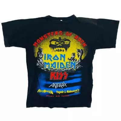 Buy Vintage  1988 Iron Maiden Monsters Of Rock Kiss European Tour T-shirt - Medium • 70£