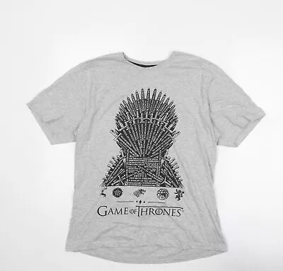 Buy Game Of Thrones Mens Grey Cotton T-Shirt Size M Round Neck • 7£