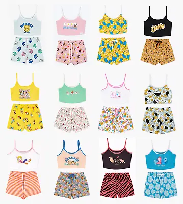 Buy Ladies Character Pyjamas 6-20 Women Summer Cropped Cami Vest Top Shorts Primark • 14.95£