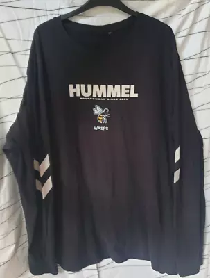 Buy Wasps 4XL Adult Rugby Union Training Black T Shirt By Hummel Long Sleeves • 15£