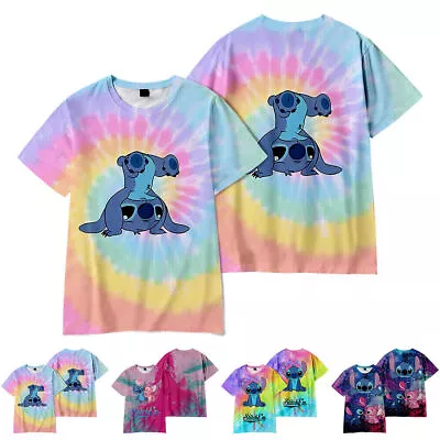 Buy Kids Lilo And Stitch 3D Cartoon Printed Casual Short Sleeve T-Shirt Tee Tops UK • 9.32£