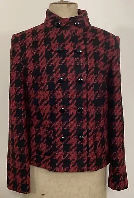 Buy Ladies Wool Polyester Mix Jacket ISLE Double Breasted Red Black  Size 12 • 18£