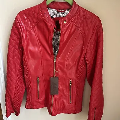 Buy BB Winter Red Women’s Faux Leather Jacket Size Small New With Tags • 20.65£