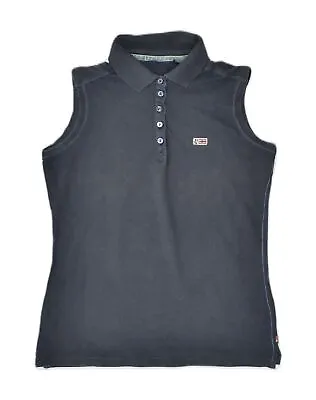 Buy NAPAPIJRI Womens Sleeveless Polo Shirt UK 14 Large Navy Blue Cotton TN95 • 8.22£