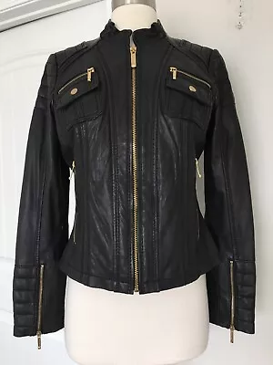 Buy Michael Kors Black Leather Moto Jacket Size S • 93.78£