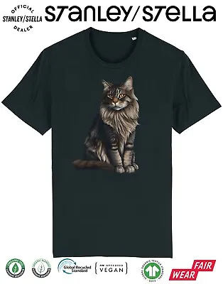 Buy Maine Coon Cat T-Shirt Mens Funny Pet Gift Stanley/Stella Organic Cotton Kitten • 8.99£