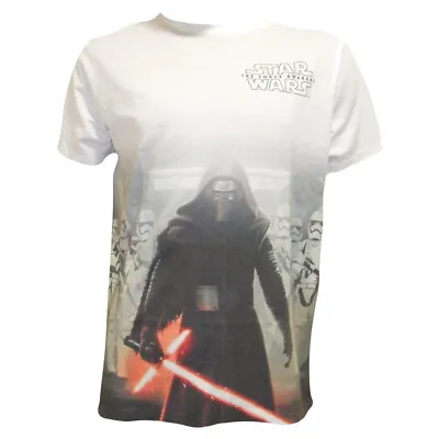 Buy Mens White T Shirt Star Wars Kylo Ren & Troopers NEW • 11.99£