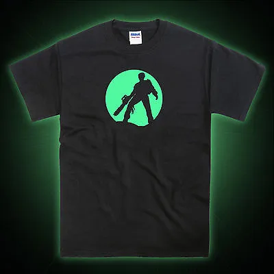 Buy Evil Dead Inspired Zombie Chainsaw Moon Silhouette Glow In The Dark T-Shirt • 12.95£