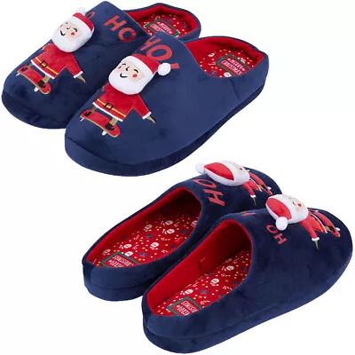 Buy Men's Novelty Christmas Slippers Mule Style Xmas Ho Ho Santa 3D Gift For Him • 14.99£