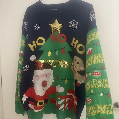 Buy Ugly Christmas Jumper Sweater Santa Christmas Tree Ho Ho Ho Gingerbread Size 3XL • 18.95£