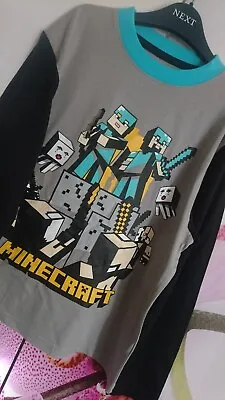 Buy New Minecraft Boy Pyjama Top T-shirt Long Sleeve 9/10 Yrs 10 Yrs • 4.99£
