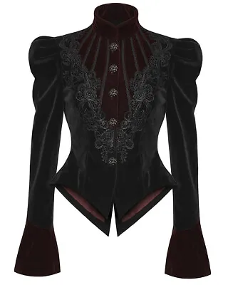 Buy Punk Rave Womens Gothic Jacket Black Red Velvet Steampunk VTG Victorian Vampire • 89.99£